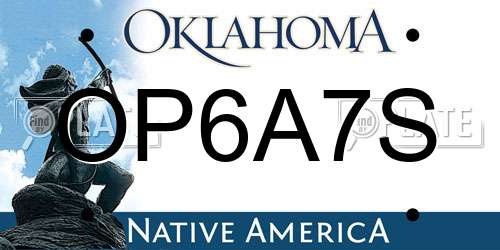 OP6A7S Oklahoma License Plate