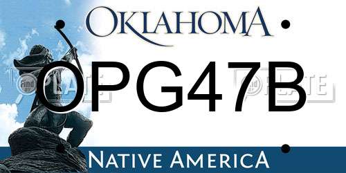 OPG47B Oklahoma License Plate
