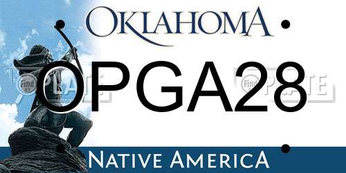 OPGA28 Oklahoma License Plate