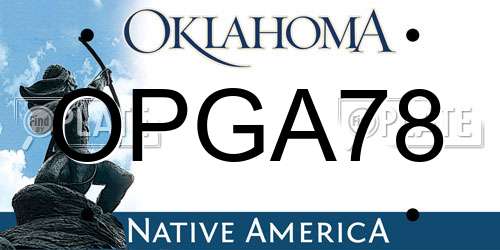 OPGA78 Oklahoma License Plate