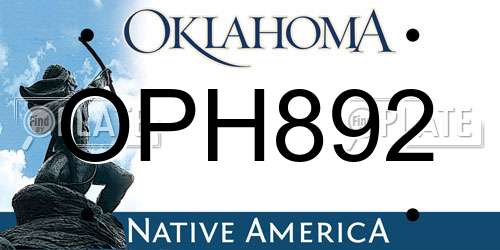 OPH892 Oklahoma License Plate