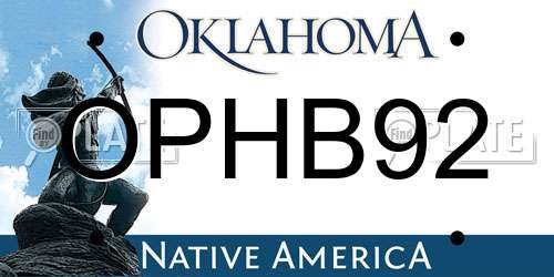 OPHB92 Oklahoma License Plate