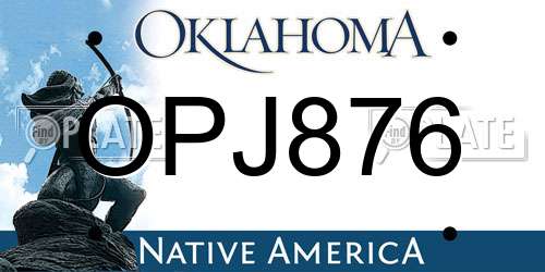 OPJ876 Oklahoma License Plate