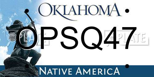 OPSQ47 Oklahoma License Plate