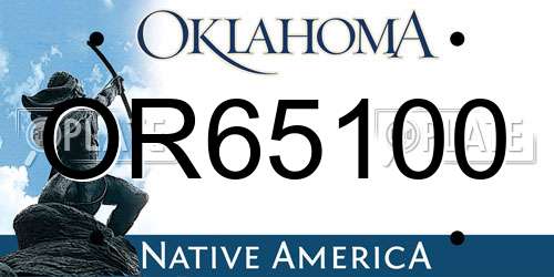 OR65100 Oklahoma License Plate