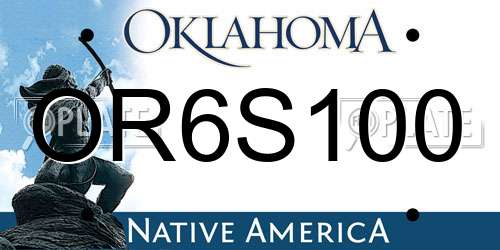 OR6S100 Oklahoma License Plate