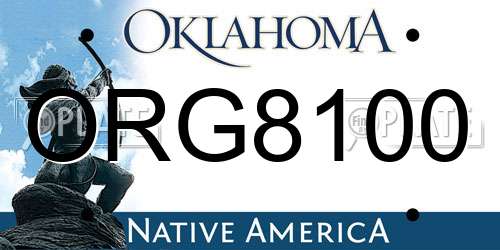 ORG8100 Oklahoma License Plate