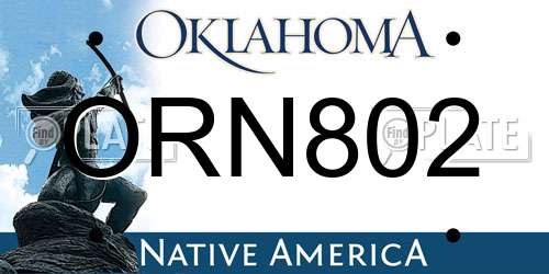 ORN802 Oklahoma License Plate
