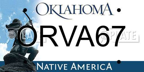 ORVA67 Oklahoma License Plate