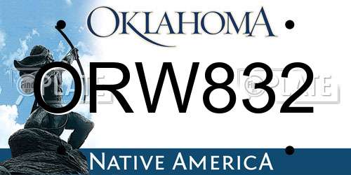 ORW832 Oklahoma License Plate