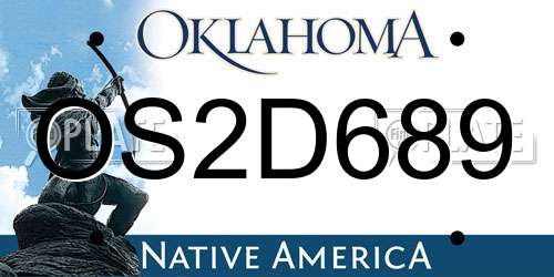 OS2D689 Oklahoma License Plate