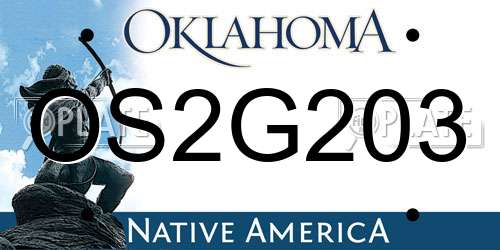 OS2G203 Oklahoma License Plate