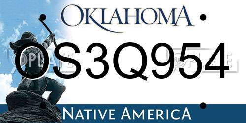 OS3Q954 Oklahoma License Plate