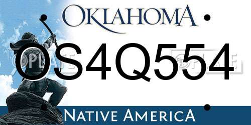 OS4Q554 Oklahoma License Plate