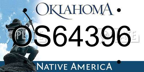 OS64396 Oklahoma License Plate