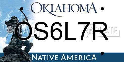OS6L7R Oklahoma License Plate