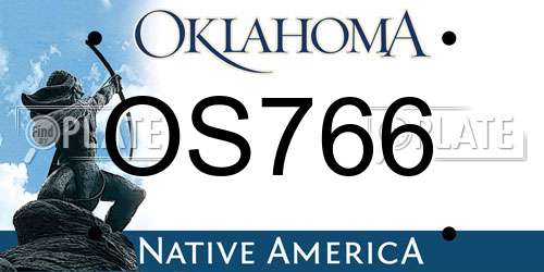 OS766 Oklahoma License Plate
