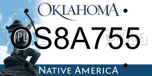 OS8A755 Oklahoma License Plate