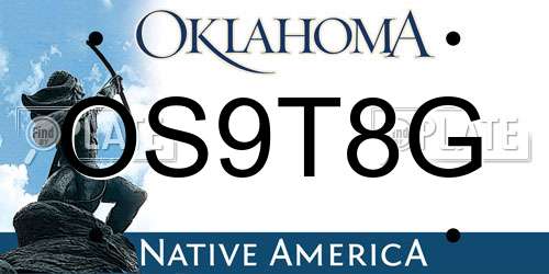 OS9T8G Oklahoma License Plate
