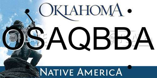 OSAQBBA Oklahoma License Plate