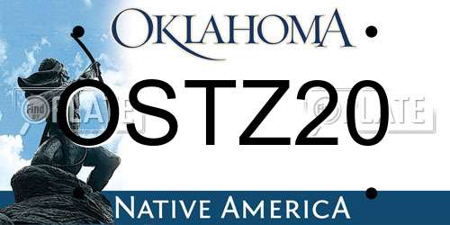 OSTZ20 Oklahoma License Plate