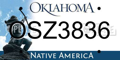 OSZ3836 Oklahoma License Plate