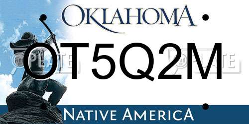 OT5Q2M Oklahoma License Plate