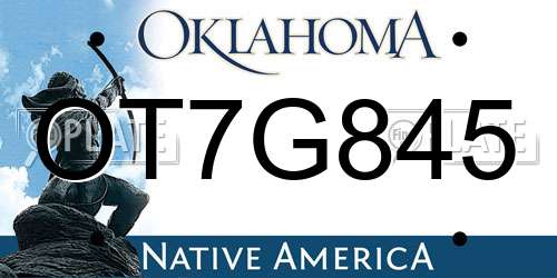 OT7G845 Oklahoma License Plate