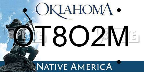 OT8O2M Oklahoma License Plate