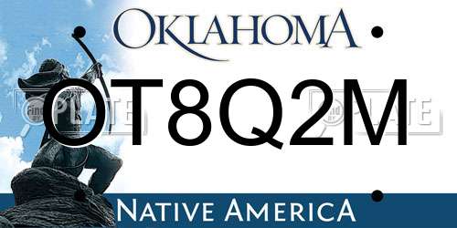 OT8Q2M Oklahoma License Plate