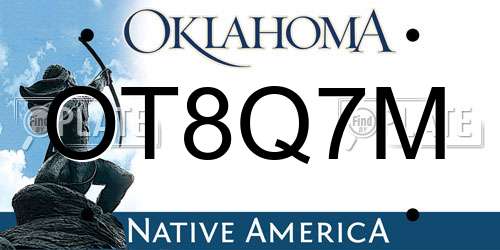 OT8Q7M Oklahoma License Plate