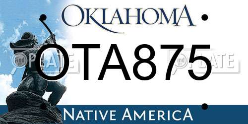 OTA875 Oklahoma License Plate