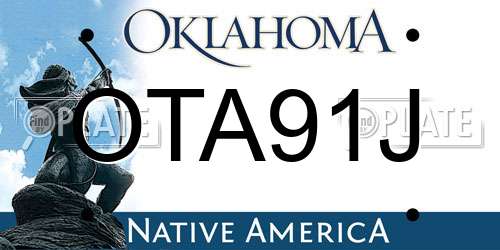 OTA91J Oklahoma License Plate