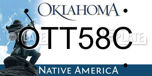 OTT58C Oklahoma License Plate