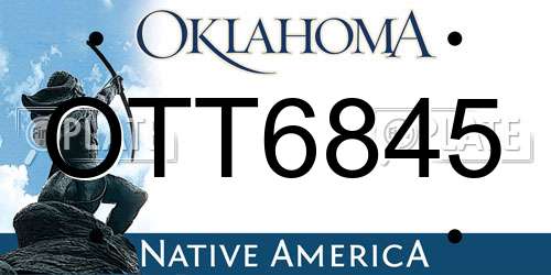 OTT6845 Oklahoma License Plate