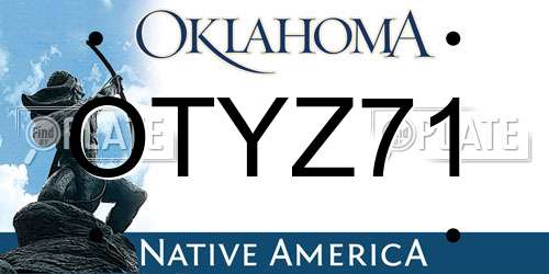 OTYZ71 Oklahoma License Plate