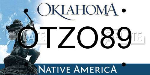 OTZO89 Oklahoma License Plate