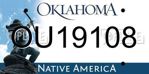 OU19108 Oklahoma License Plate