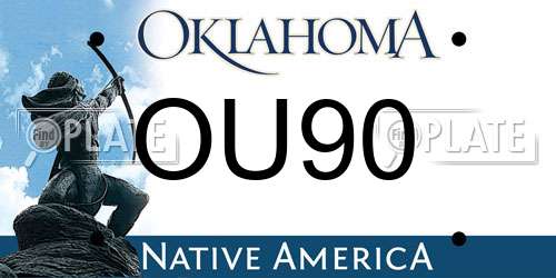 OU90 Oklahoma License Plate