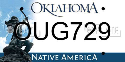 OUG729 Oklahoma License Plate