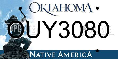 OUY3080 Oklahoma License Plate