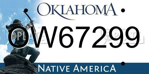 OW67299 Oklahoma License Plate