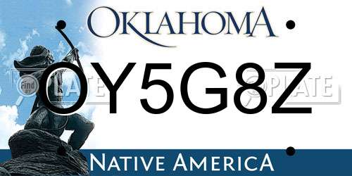 OY5G8Z Oklahoma License Plate