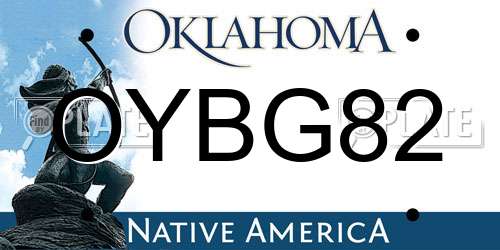 OYBG82 Oklahoma License Plate