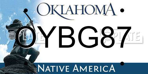 OYBG87 Oklahoma License Plate