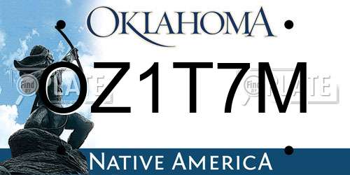 OZ1T7M Oklahoma License Plate
