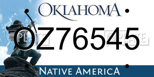 OZ76545 Oklahoma License Plate