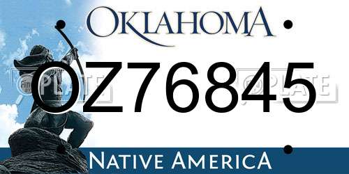OZ76845 Oklahoma License Plate