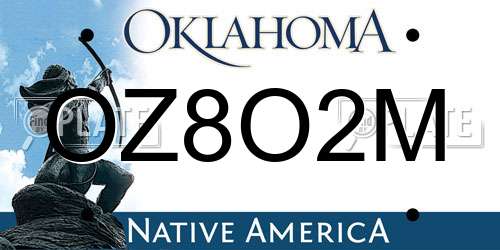 OZ8O2M Oklahoma License Plate