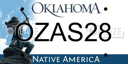 OZAS28 Oklahoma License Plate
